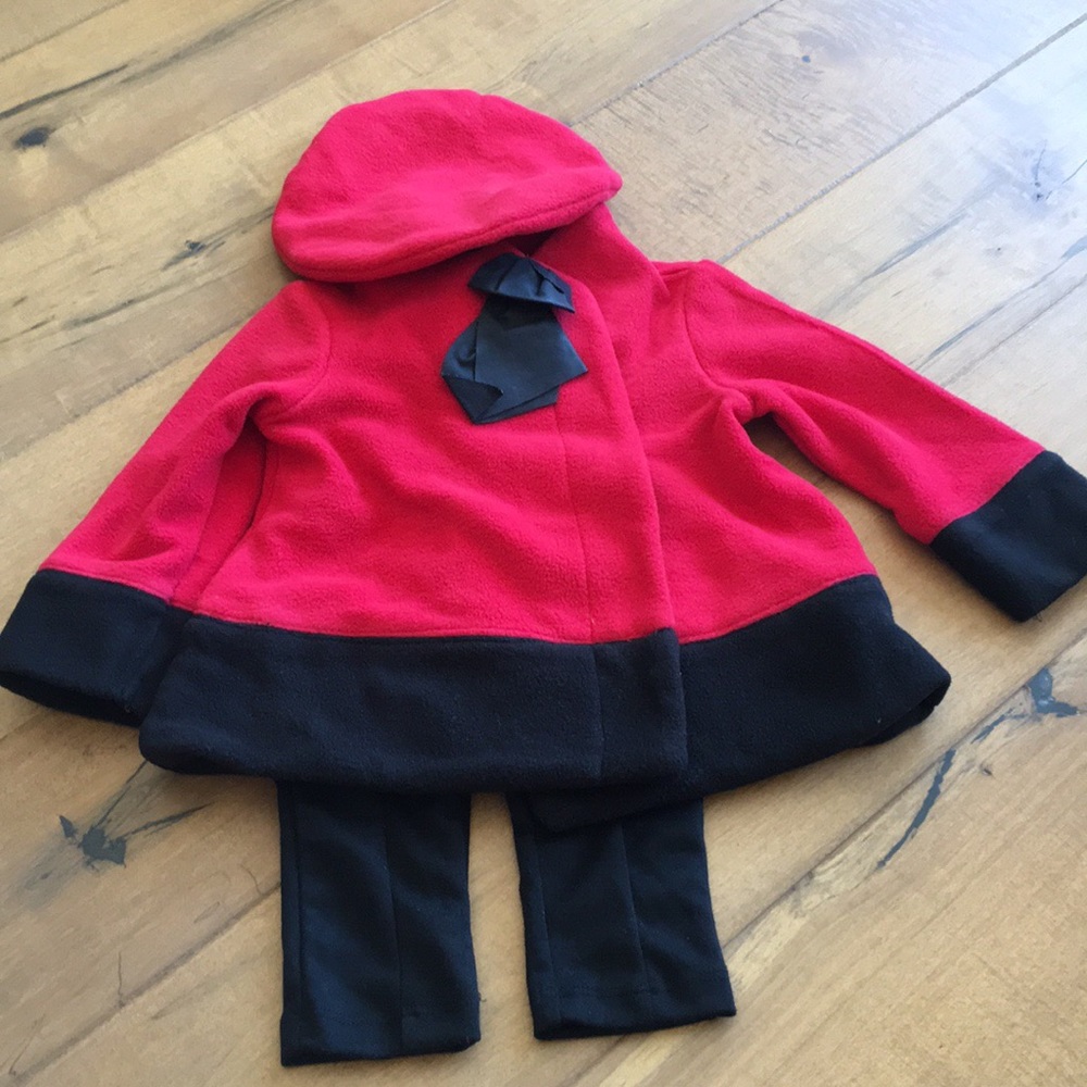 Lily Wicket coat pants with hat black and red